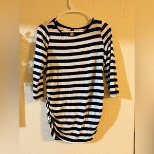 Maternity Black and White Striped Dress